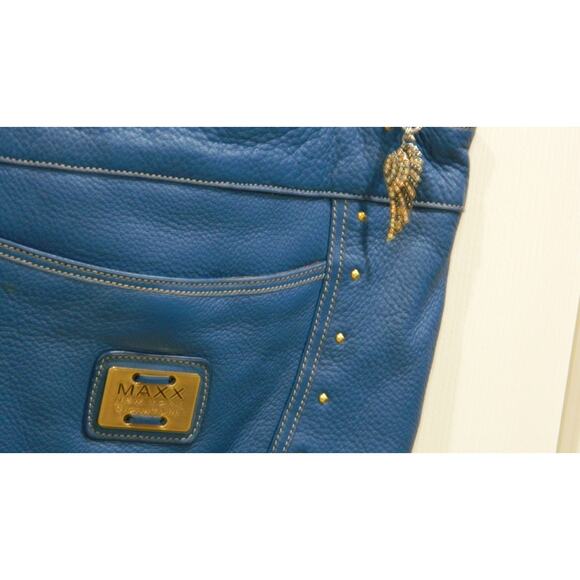 Maxx New York Signature Purse Handbag Blue Leather - Picture 6 of 10